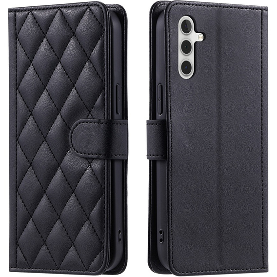 Flap tok Samsung Galaxy A16, Rhombus Crossbody Leather, fekete