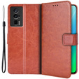 Pattintható tok a Poco F5 Pro 5G, Crazy Horse Wallet, barna