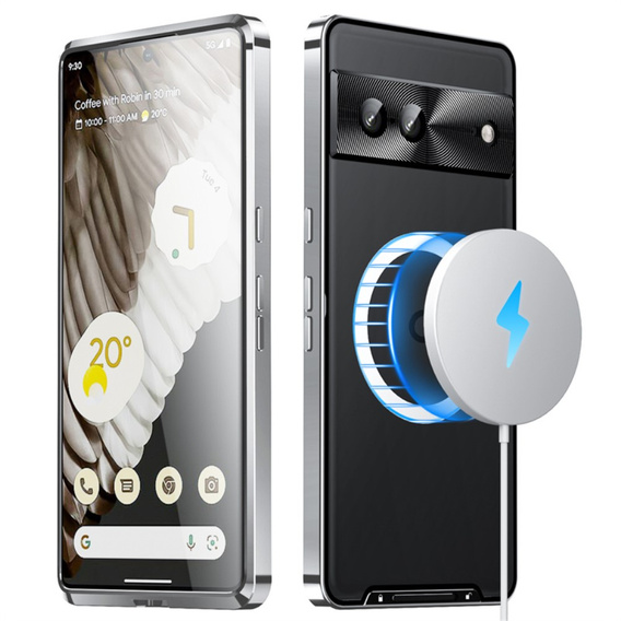 Kameravédő tok Google Pixel 8, CamShield MagSafe, átlátszó / ezüst