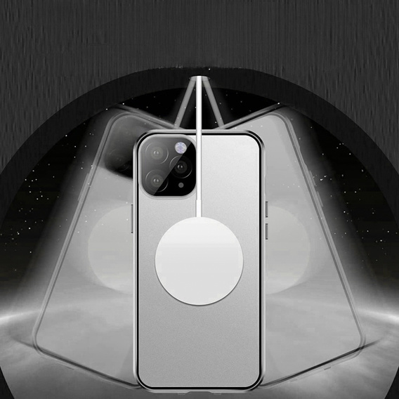 Magnetic Dual Glass MagSafe tok iPhone 14 Pro Max, ezüst