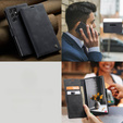 CASEME tok Samsung Galaxy S22 Ultra, Leather Wallet Case, fekete