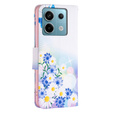 Pattintható tok a Xiaomi Redmi Note 13 Pro 5G, Wallet, Butterfly & Flowers fehér