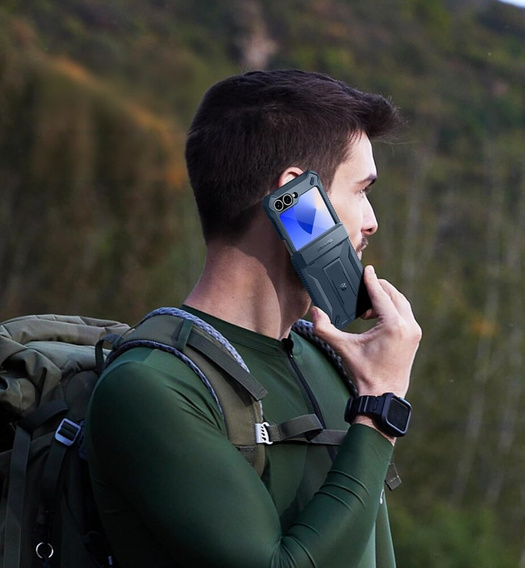 Páncélozott tok Samsung Galaxy Z Flip7 FE / Z Flip6 készülékhez, Dexnor Clip Holder, sötétkék
