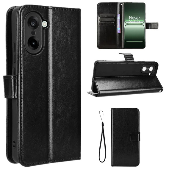 Pattintható tok a OnePlus Nord CE5, Crazy Horse Wallet, fekete