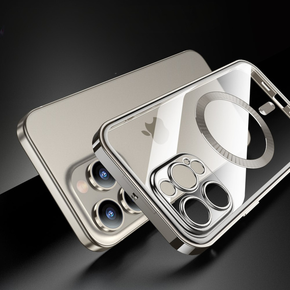 Tok iPhone 15 Pro Max készülékhez, Privacy Dual Glass, MagSafe-hoz, ezüst
