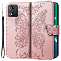 Pattintható tok a Motorola Moto E13, Butterfly, rózsaszín rose gold