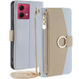 Flip tok Motorola Moto G84, Wallet Zipper Pocket, tükörrel, kék