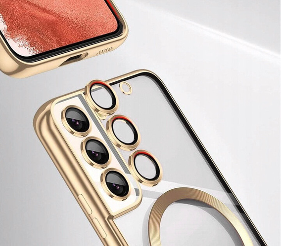 Tok Samsung Galaxy S21 FE-hoz, Electro MagSafe, arany + üveg a képernyőhöz