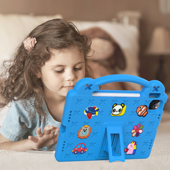 Gyermek tok iPad Air 10.9" 2022/2020 (5/4 gen.) / Pro 11" 2022/2021/2020 (4/3/2 gen.), Cute Patterns, állvánnyal, kék