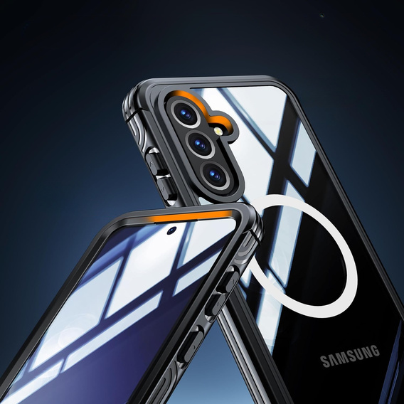 Tok Samsung Galaxy A36 / Samsung Galaxy A56-hoz, Shockproof, üveggel, MagSafe-hoz, fekete