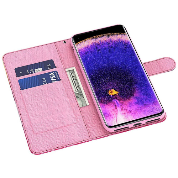 Pattintható tok a Oppo A17, Wallet Light Spots Decor Butterfly, kék