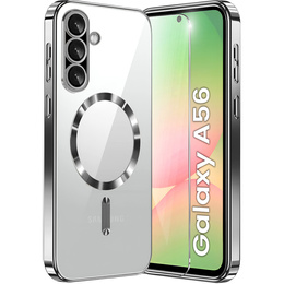Tok Samsung Galaxy A56 5G-hoz, Electro MagSafe, ezüst + üveg a képernyőhöz