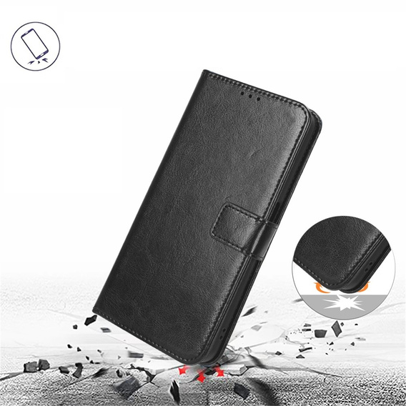 Pattintható tok a Infinix Hot 30, Crazy Horse Wallet, fekete