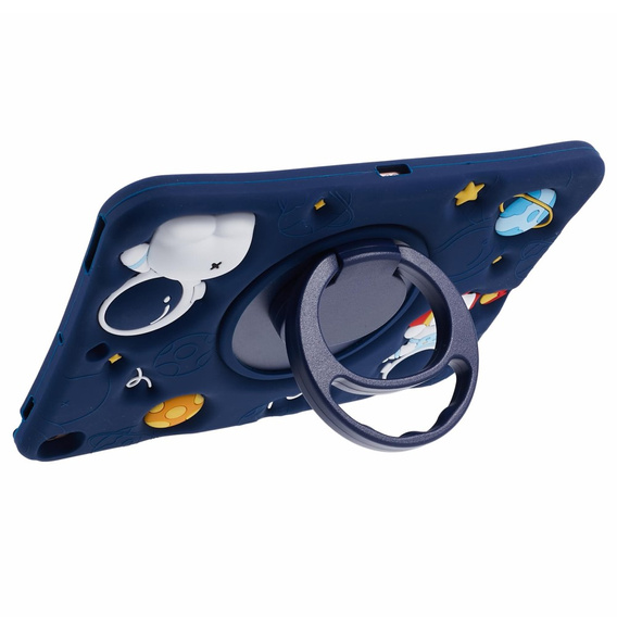 Gyermek szilikon tok iPad 10.2 2021 / 2020 / 2019, páncélozott, pánttal, Astronaut, sötétkék