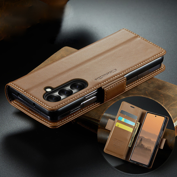 CASEME Litchi pénztárca flip tok Samsung Galaxy Z Fold7 5G számára