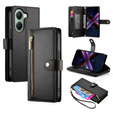Pattintható tok a Xiaomi Poco X7 Pro 5G, Wallet Zipper Pocket, fekete