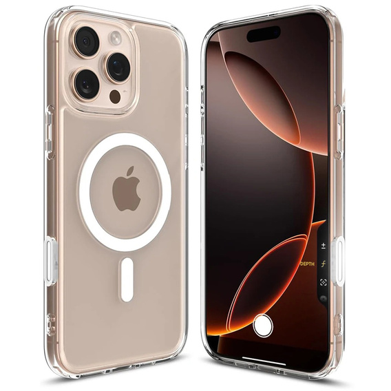 ERBORD MagSafe tok iPhone 16 Pro Max-hoz, aktív gomb, átlátszó + üveg a képernyőhöz