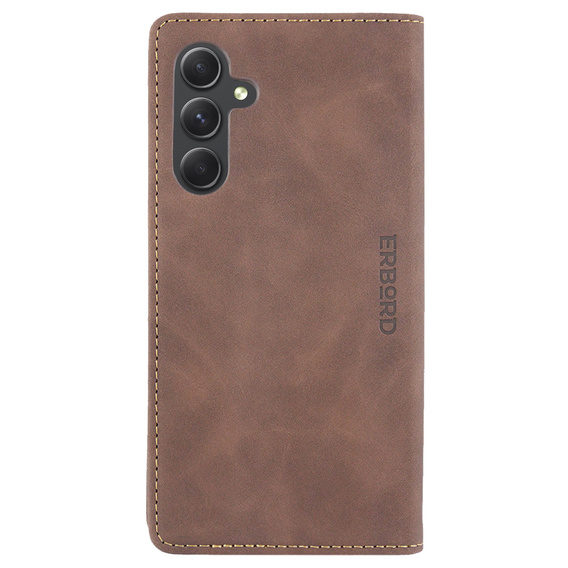Telefontok a Samsung Galaxy A54, ERBORD Vintage, pénztárca patenttal, kávé