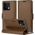 Tok Xiaomi Redmi Note 13 Pro 5G, ERBORD Glossy Litchi, pénztárca patenttal, barna