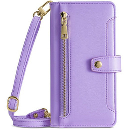 Pattintható tok a iPhone 14 Pro, Wallet Zipper Pocket, lila