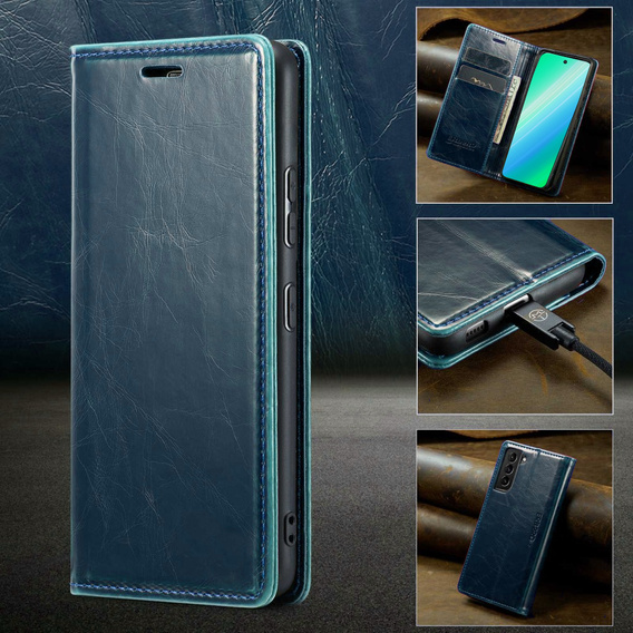 Pattintható tok a Samsung Galaxy S23, ERBORD Waxy Wallet, kék