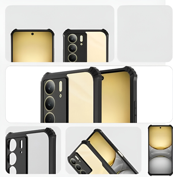 Tok Realme 14X / Realme C75, mágneses lemezzel, átlátszó / fekete
