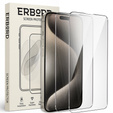 2x edzett üveg a iPhone 15 Pro, ERBORD 9H Hard Glass a képernyőn