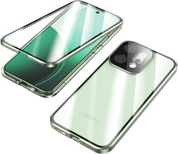 Tok Oppo Reno 14, mágneses kettős üveg, átlátszó, zöld oldallal