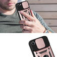 Páncélozott tok iPhone 16E, CamShield Slide, rózsaszín + edzett üveg 9H