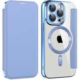 Pattintható tok a iPhone 15 Pro, RFID Wallet MagSafe CamShield, kék