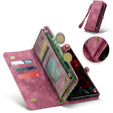 CASEME tok Samsung Galaxy S25 Ultra, Retro Leather Wallet, szíjjal, piros