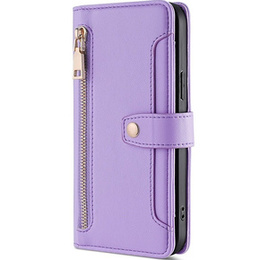 Pattintható tok a Samsung Galaxy S23, Wallet Zipper Pocket, lila