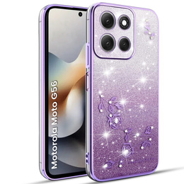 Tok Motorola Moto G56 5G, Glitter Flower, lila