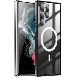 Kameravédő tok Samsung Galaxy S22 Ultra, CamShield MagSafe, átlátszó / fekete