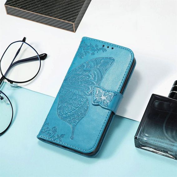 Pattintható tok a Motorola Moto G15 / Motorola Moto G15 Power, Butterfly, kék