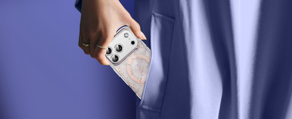 Mágneses tok virágos lézeres mintával iPhone 17 Pro Max készülékhez