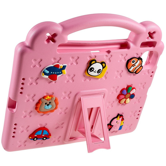 Gyermek tok Apple iPad Air 11" 6 gen. 2024, Cute Patterns, állvánnyal, rózsaszín