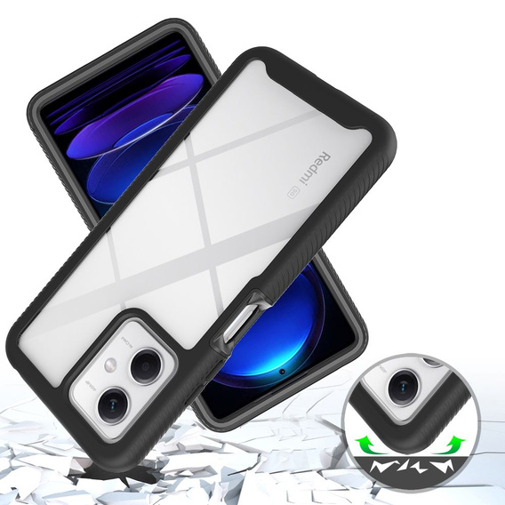 Tok Xiaomi Redmi Note 12 5G / POCO X5 5G készülékhez, Shockproof, fóliával, fekete