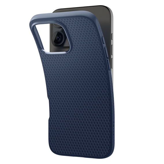 A Spigen tok iPhone 16 Pro, Liquid Air, sötétkék + 9H edzett üveghez