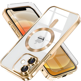 Tok iPhone 12-hoz, Electro MagSafe, arany + üveg a képernyőhöz