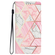 Pattintható tok a Samsung Galaxy A25 5G, Wallet Marble, rózsaszín + 9H üveg