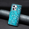 Pattintható tok a Motorola Moto G53 5G / G23 / G13, Wallet, Sakura, kék