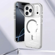 Tok iPhone 17 Pro Max készülékhez, MagSafe, állvánnyal, átlátszó, szürke betétekkel