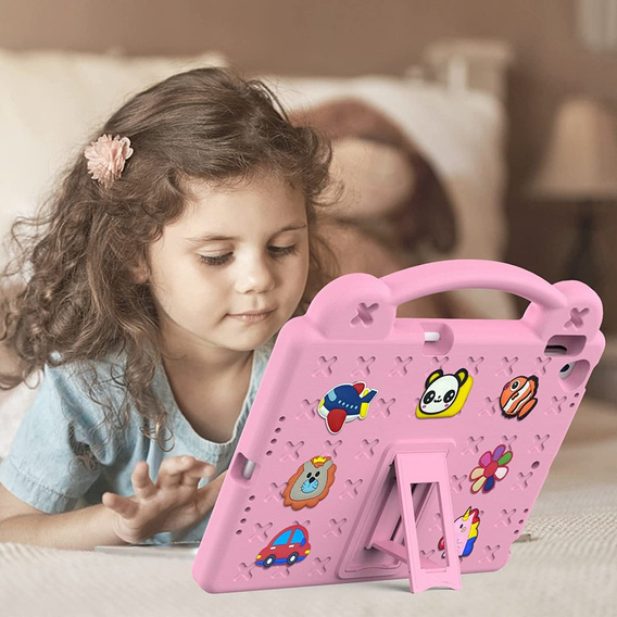 Gyermek tok iPad 10.2" 2021/2020/2019 (9/8/7 gen.) / Air 10.5" 2019 (3 gen.), Cute Patterns, állvánnyal, rózsaszín