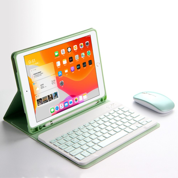 Tok + billentyűzet iPad 10.2 7/8/9 gen 2019/2020/2021, Keyboard Cover Pen Slot, zöld