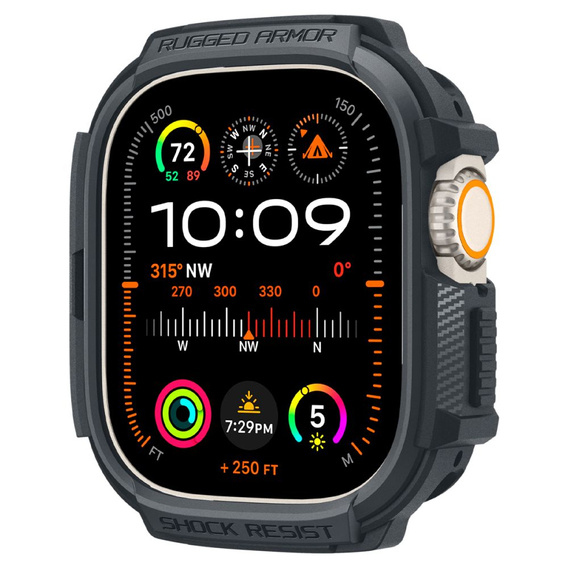 Spigen Rugged Armor Dark Gray tok Apple Watch Ultra 1 / 2 (49 mm) készülékhez