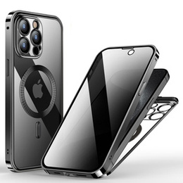 Tok iPhone 15 Pro készülékhez, Privacy Dual Glass, MagSafe-hoz, fekete