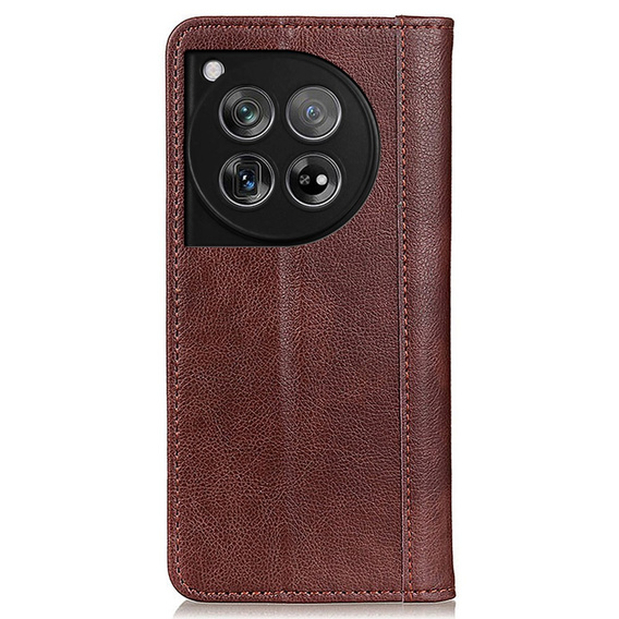 Telefontok a OnePlus 12 5G, Wallet Litchi Leather, barna