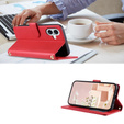 Flap tok iPhone 16 Plus, Rhombus Crossbody Leather, piros