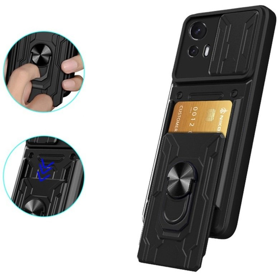 Páncélozott tok a Motorola Edge 30 Neo 5G, Camera Slide Card Slot, fekete